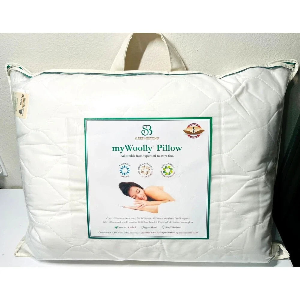Sleep & Beyond myWoolly Standard Pillow 100% Natural, Adjustable & Washable Wool